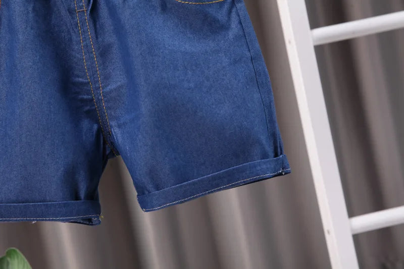 Summer new shirt 2024 boys lapel short-sleeved suit kidsren's clothing kidsren's workwear casual pants shirt two-piece set