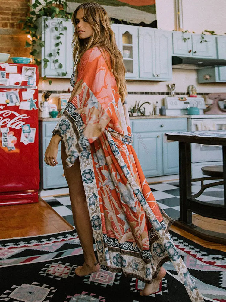 Embroidery Kaftan Beach Tunic Beach Cover up Saida de Praia Swimsuit Women Bikini cover up Pareo Sarong Beachwear Q882