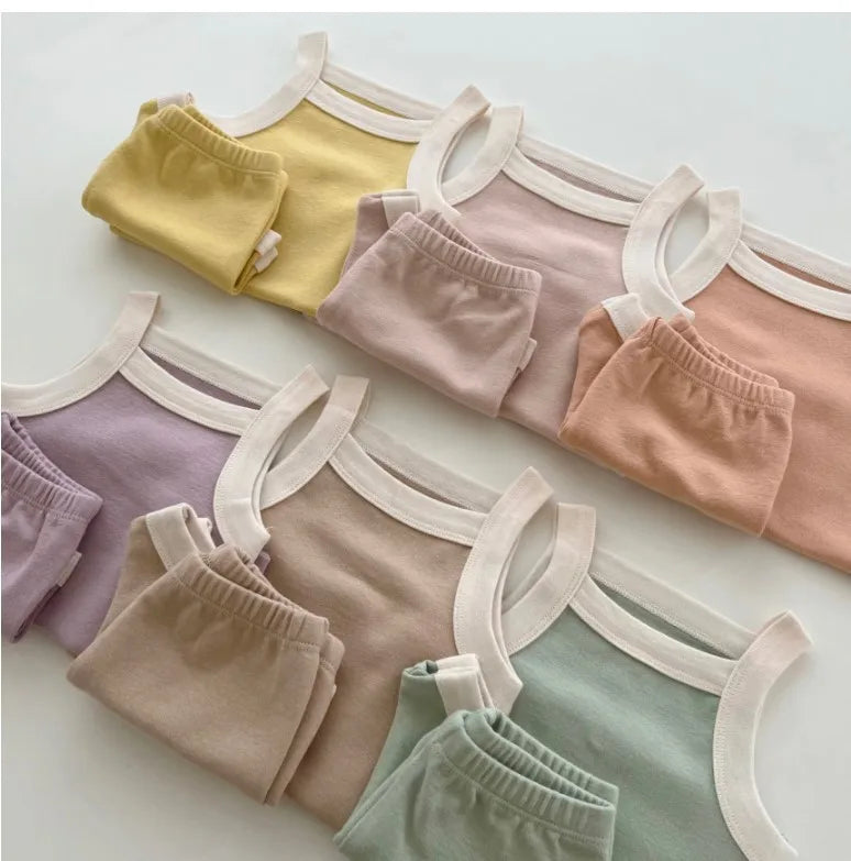 2024 New Baby Sleeveless Clothes Set Boy Girl Summer Thin Cotton Vest + Shorts 2pcs Suit Infant Outfits Toddler Breathable Set
