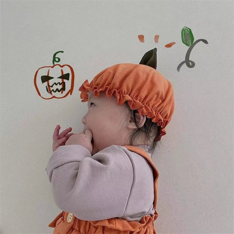Baby Halloween Costumes Pumpkin Lantern Suspender Short Pants Hat 2pcs Sets Toddler Boys Girls jack-o'-lantern Outfits