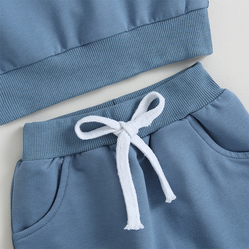 2023-05-19 Lioraitiin 0-3Years Baby Boy 2Pcs Autumn Pants Set Contrast Color Long Sleeve Crew Neck Sweatshirt Sweatpants Clothes