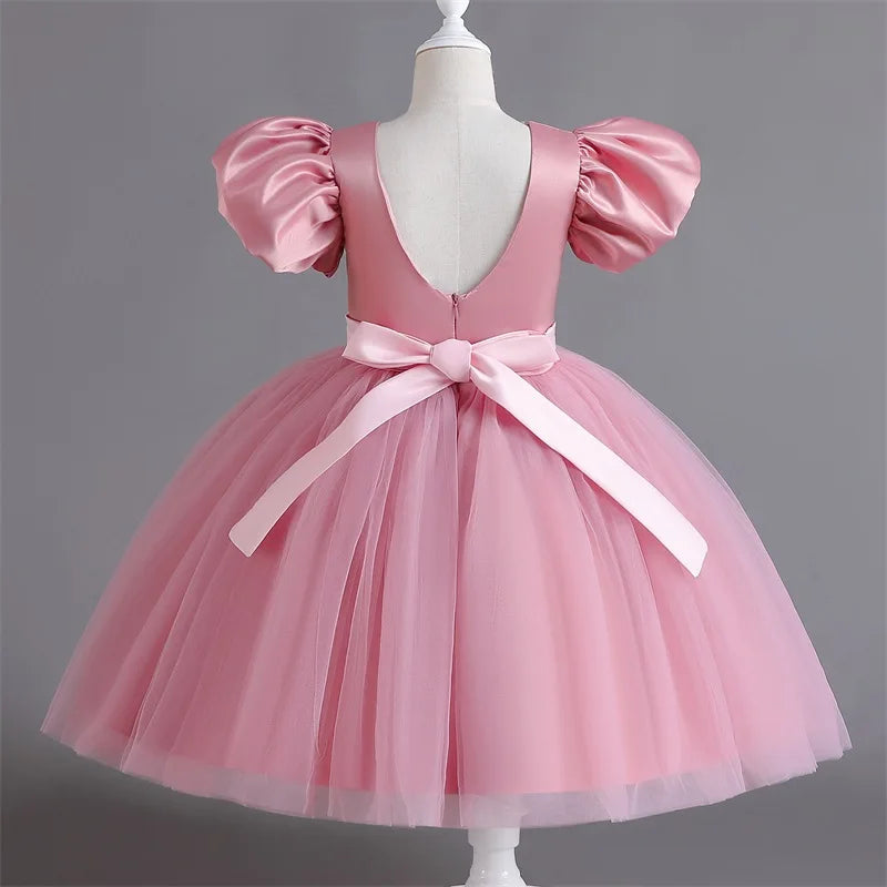 Girls White Cake Layers Dresses Kids Pull Sleeve Elegant Party Wedding Birthday Tutu Princess Vestidos Children Summer Clothes