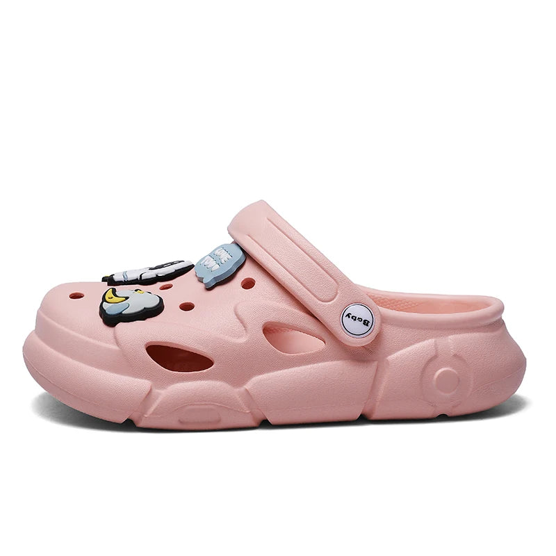 2023 New Girls Clogs Children Sandals 6-12 Years Kids Casual Summer Shoes Sports Soft Thick Sole Slippers for Girl