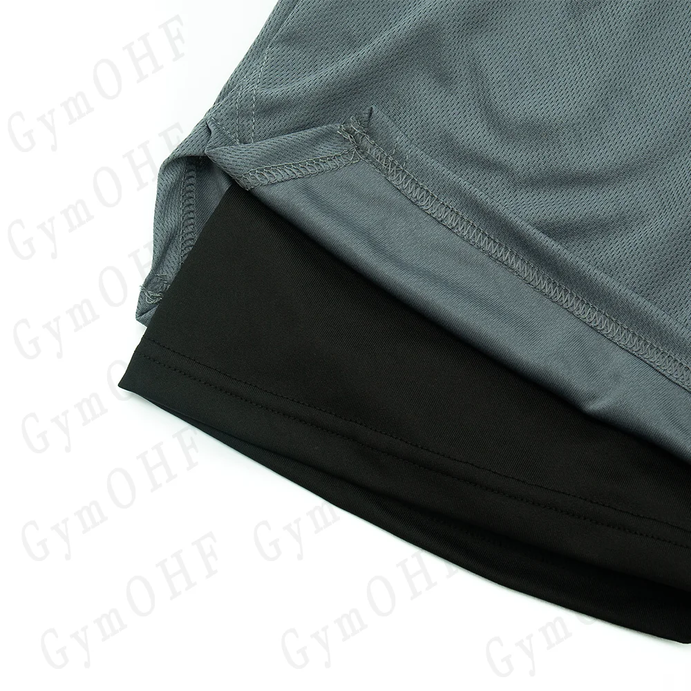 Anime Compression Shorts Men T Shirt Summer Sportswear Gym Jogging Training Workout Male Fitness Sport 2 In 1 Shorts Quick Dry