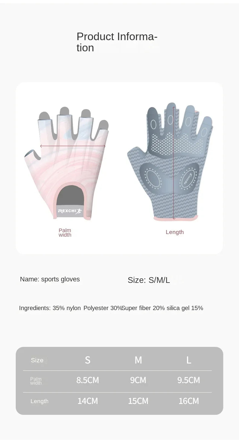 Women's Sports Gloves Fitness Outdoor Sports Anti Slip and Shock-absorbing Half Finger Gloves Durable and Breathable