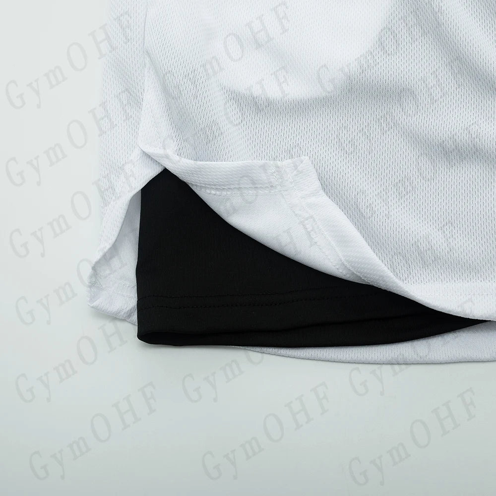 Anime Compression Shorts Men T Shirt Summer Sportswear Gym Jogging Training Workout Male Fitness Sport 2 In 1 Shorts Quick Dry