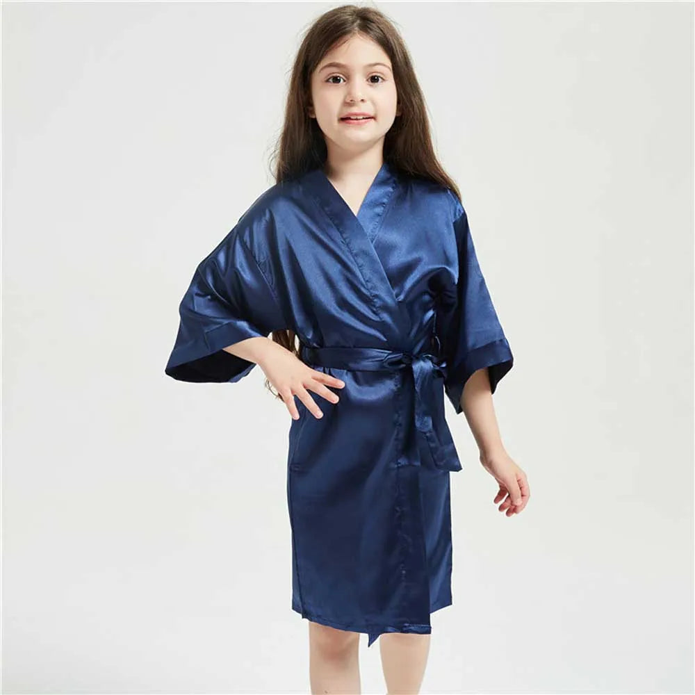 Pink Bathrobes for Girls Nightwear Satin Silk Kids Robes Summer Girl Nightgown Sleepwear Children Kimono Wedding Spa Party Dress