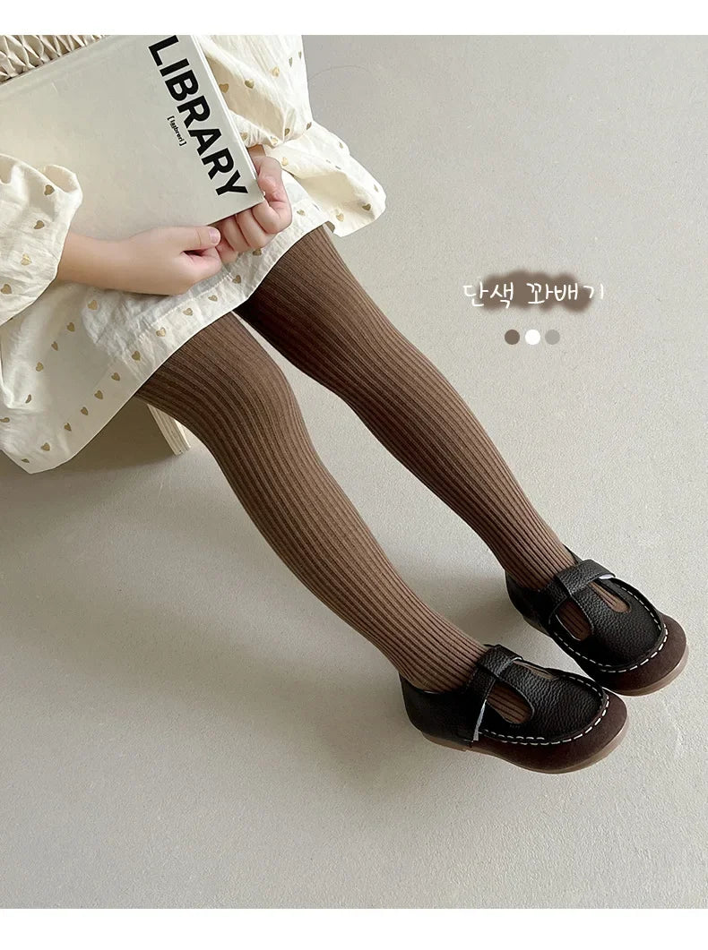 Baby Boys Girls School Student Uniform Pantyhose Pants Striped Leggings Tights Solid Stretch Kids Children Knitting Trousers