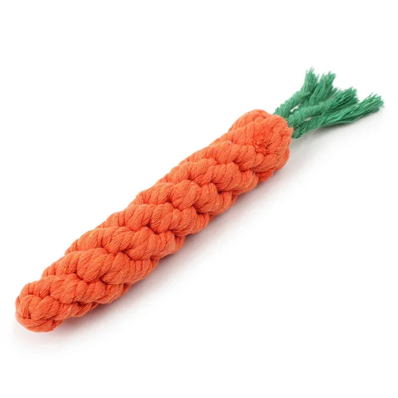 Dog Toy Carrot Knot Rope Ball Cotton Rope Dumbbell Puppy Cleaning Teeth Chew Toy Durable Braided Bite Resistant Pet Supplies