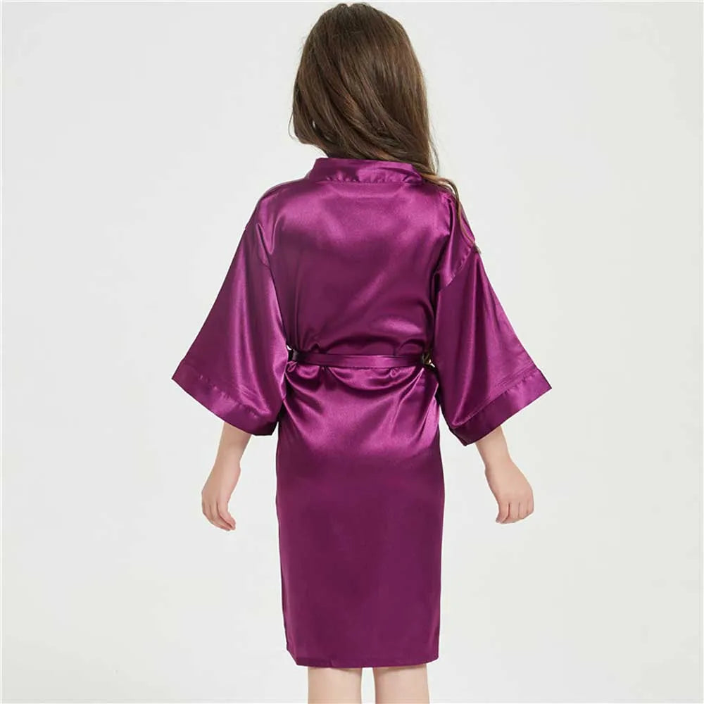 Pink Bathrobes for Girls Nightwear Satin Silk Kids Robes Summer Girl Nightgown Sleepwear Children Kimono Wedding Spa Party Dress