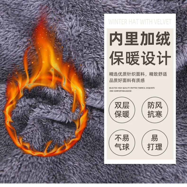 Winter Beanie Hat For Men Fleece Scarf Women Knitted Hat Warm Cap Thick Wool Neck Warmer Scarf Balaclava Mask Skullies Beanies