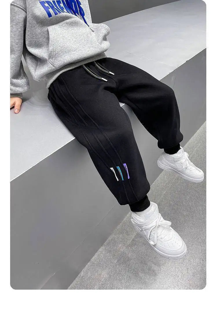 Spring Autumn Casual Boys Pants Loose Striped Pattern Long Style Trousers For Kids Teenage Children Sport Clothes 3-10 Years