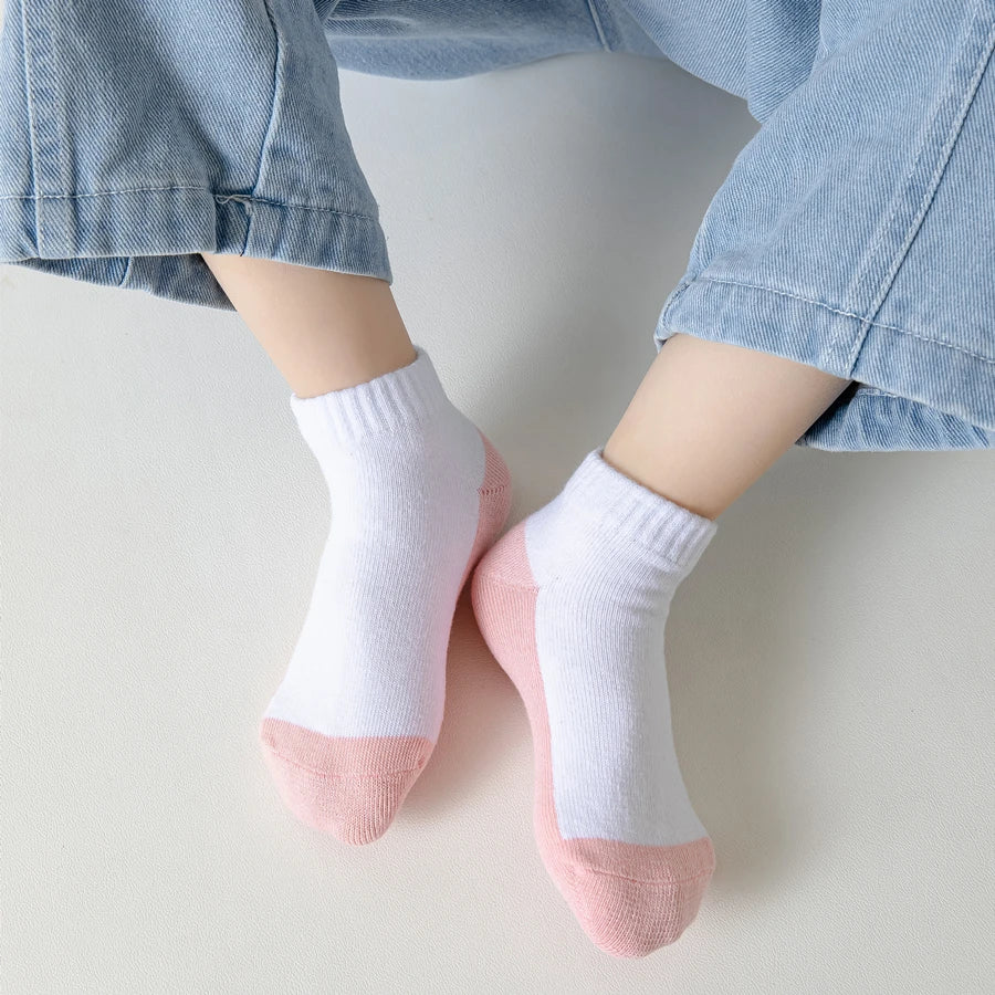 5 Pairs/Lot 2024 New Summer Children Socks Cotton Kids Teen Fashion Black White Gray For 1-12 Years Student Baby Girl Boy Socks