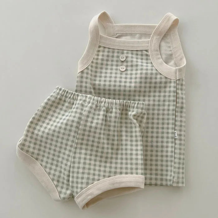 2024 New Baby Sleeveless Clothes Set Boy Girl Summer Thin Cotton Vest + Shorts 2pcs Suit Infant Outfits Toddler Breathable Set