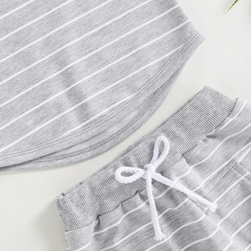 2023-03-01 Lioraitiin 0-4Years Kids Baby Boy 2Pcs Summer Outfits Striped Sleeveless Tank Tops and Stretch Shorts Pocket Set