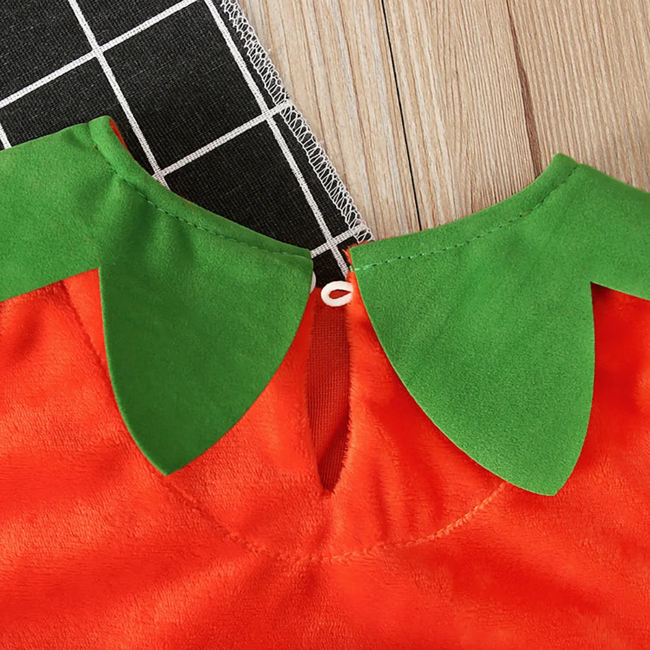 Baby Costume Kids Pumpkin Romper with Hat Boys Girls Cosplay One-Piece Infant Summer Casual Onesie Halloween Jumpsuit 0-5 Years