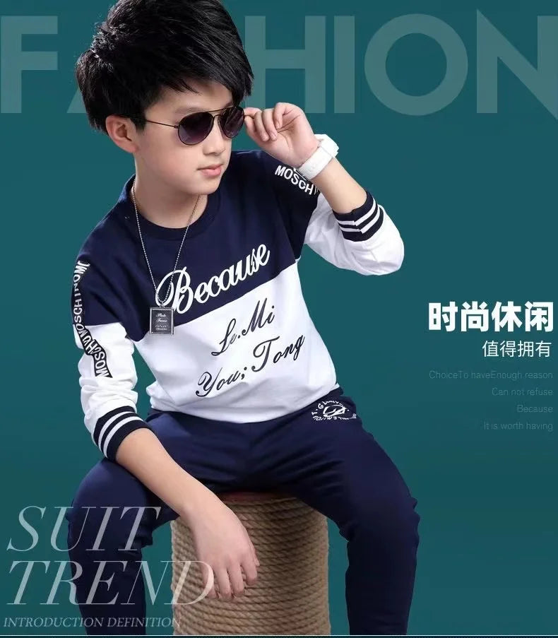 2024 New Boys Clothes Sport Suit Casual Sets Autumn Letter Children Winter Kids Tracksuit Spring + pants 5 6 7 8 9 10 11 12 year