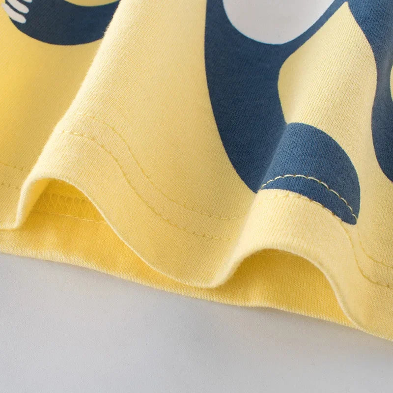 2024 Summer Kids Clothes Boys Girls Short Sleeve T-shirt Tops Children Dog Lion Giraffe Cartoon Animal Cotton Print T Shirt Tees