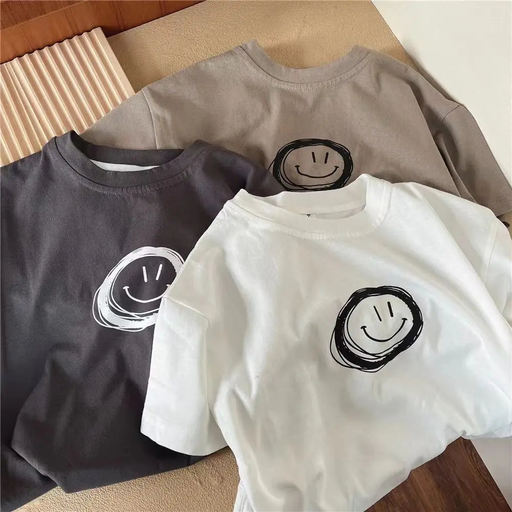 Solid Color Tees Baby Unisex Clothing New Style Simple Fashion Bottoming Shirt Child's Boys Thin Cotton Tshirt Summer Pullovers