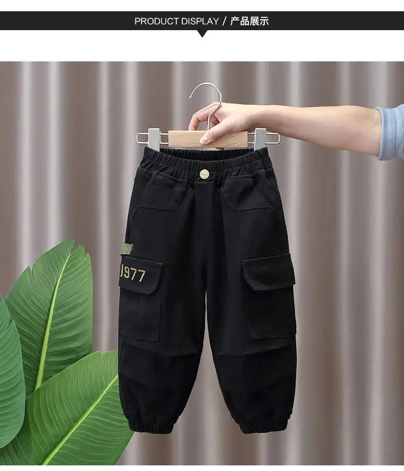 Spring and Autumn Kids Boys Pants 2023 New style Children's Handsome Cargo pants Cotton Boys Baby Casual Pants