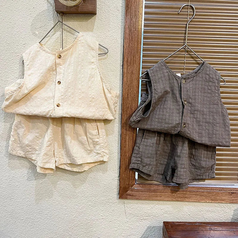 MILANCEL Summer Kids Clothing Set Boys Vest And Shorts 2 Pcs Suit Casual Girls Clothes Set