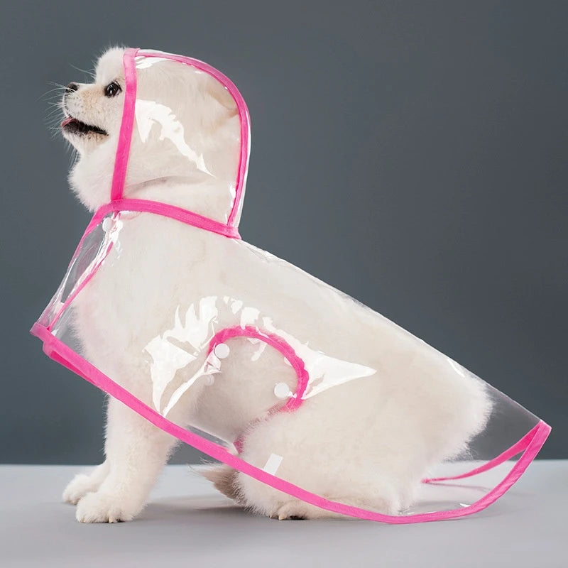 New Raincoat Pet Transparent Outgoing Raincoat Thickened Windproof and Waterproof Large, Medium, and Small Dog Clothes Plastic F