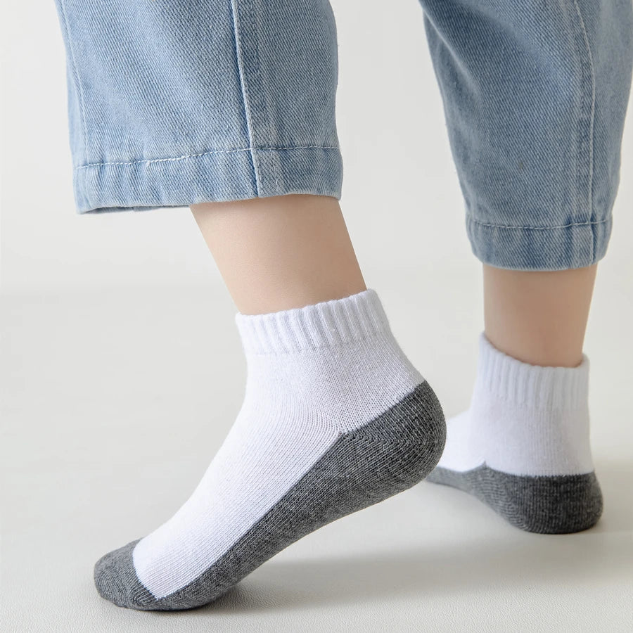 5 Pairs/Lot 2024 New Summer Children Socks Cotton Kids Teen Fashion Black White Gray For 1-12 Years Student Baby Girl Boy Socks