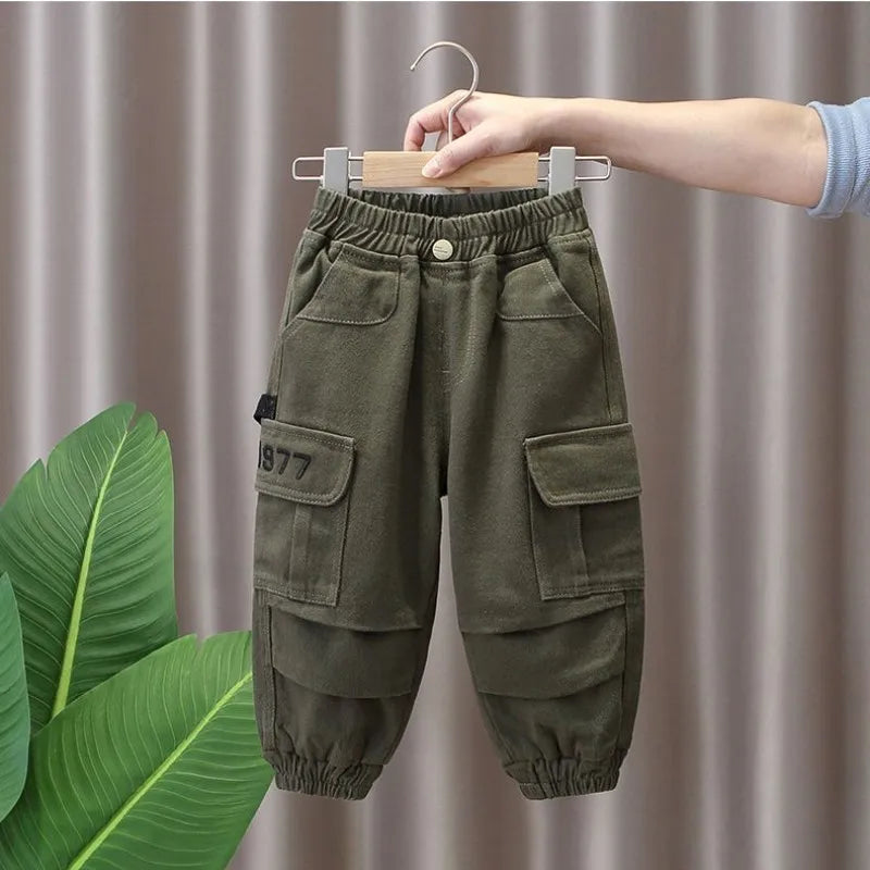 Spring and Autumn Kids Boys Pants 2023 New style Children's Handsome Cargo pants Cotton Boys Baby Casual Pants