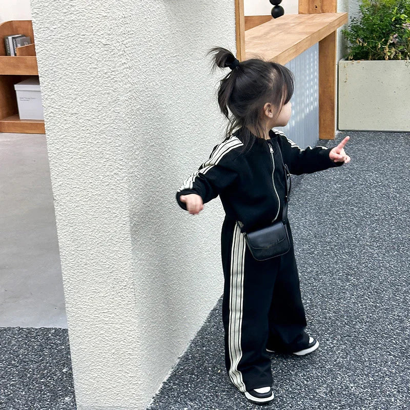 Girls Fashion Sets 2024 New Spring Autumn Sports Casual Suits Kids Long-sleeved Jacket+Pants 2Pcs Outfits Children Trend Clothes