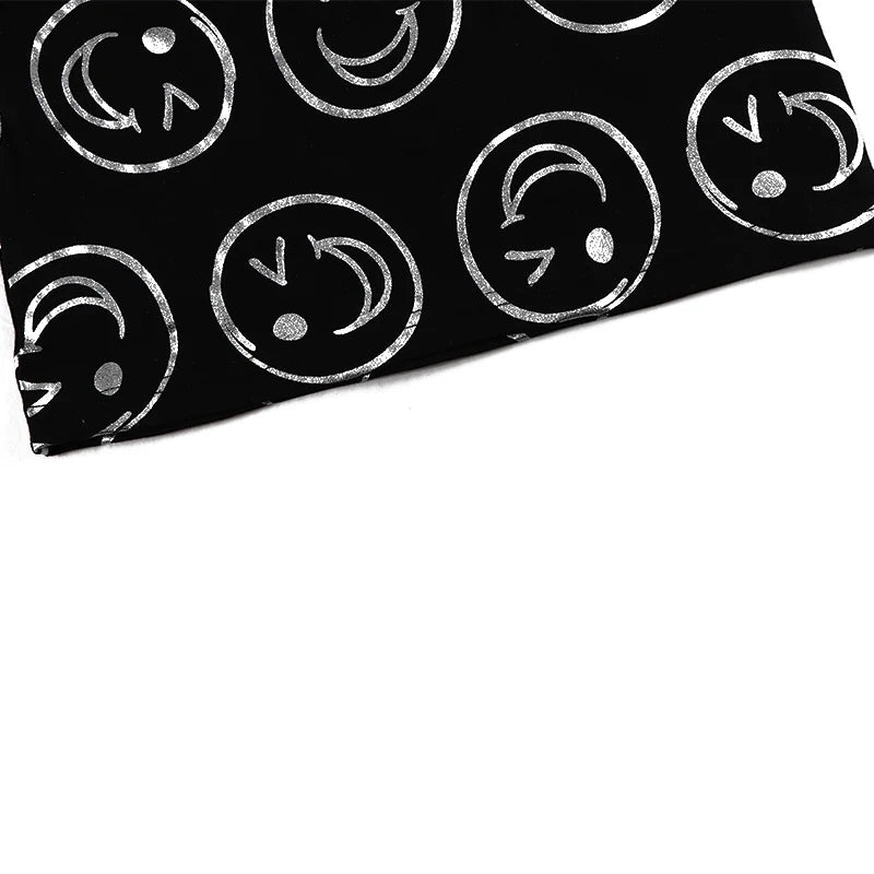 AA-kids boy summer spring fashion clothes 2pcs set cotton long sleeve and short sleeve 2pcs clothes set smile print black set