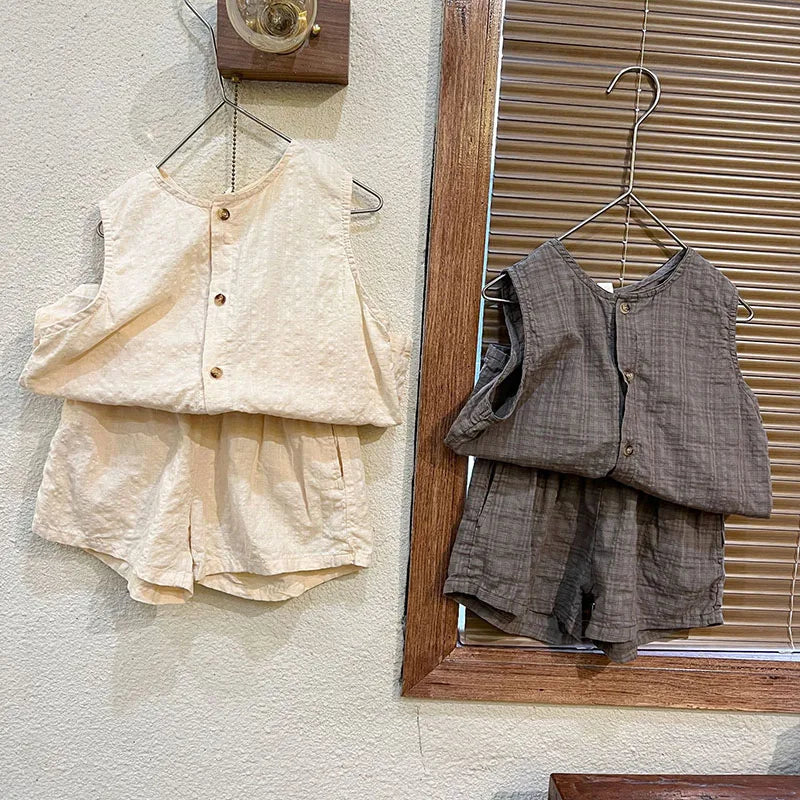 MILANCEL Summer Kids Clothing Set Boys Vest And Shorts 2 Pcs Suit Casual Girls Clothes Set