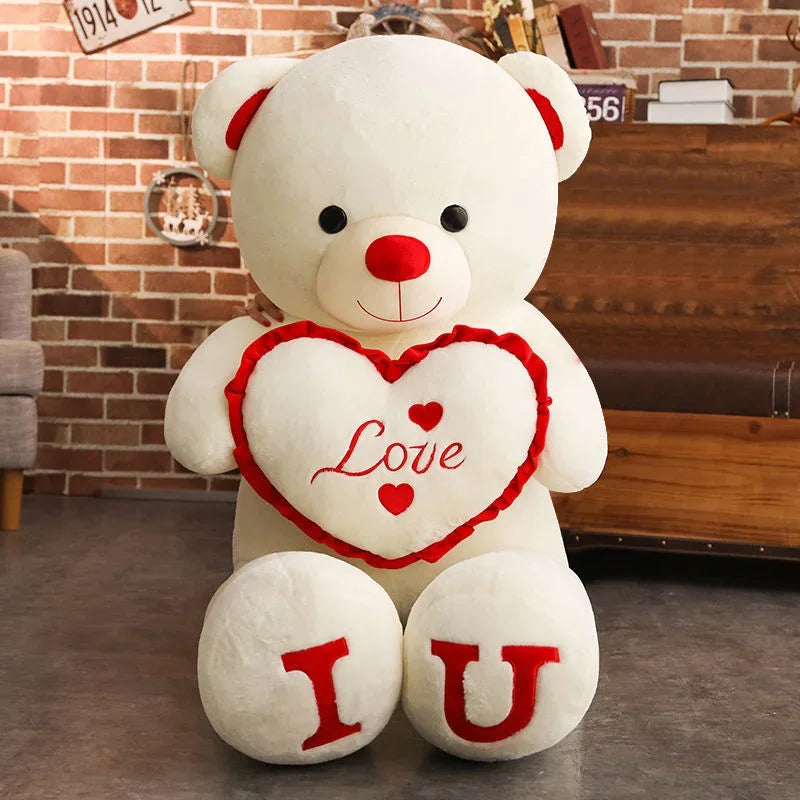 Valentine's Day 80/100Cm Big LOVE Plush Toy Bear Giant Stuffed Animals Birthday Gifts Soft Pillow Dolls Grilfriend Girls Wife