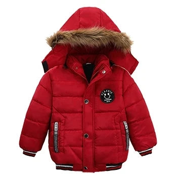 Autumn Winter Boys Jacket New Keep Warm Baby Coat Hooded Zipper Fashion Fur Collar Boys Outerwear 2 3 4 5 6 Years Kids Clothes