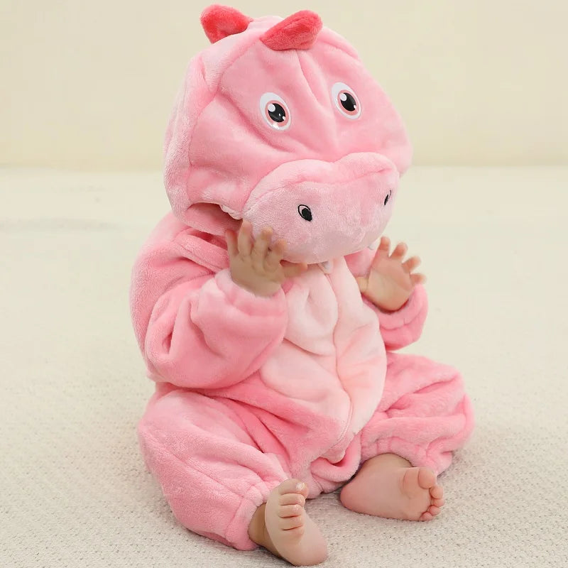 MICHLEY NEW Halloween Blue Dragon Baby Rompers Winter Costume Clothes Cartoon Jumpsuit Bodysuits Overall For Girl Boy Bebe 2-36M