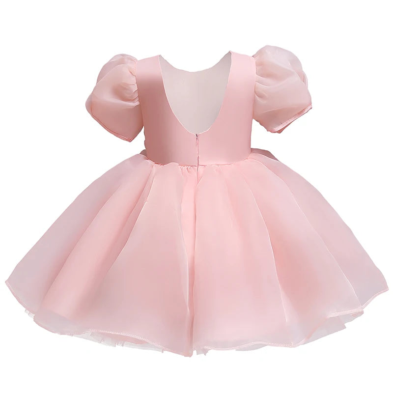 Girls White Cake Layers Dresses Kids Pull Sleeve Elegant Party Wedding Birthday Tutu Princess Vestidos Children Summer Clothes