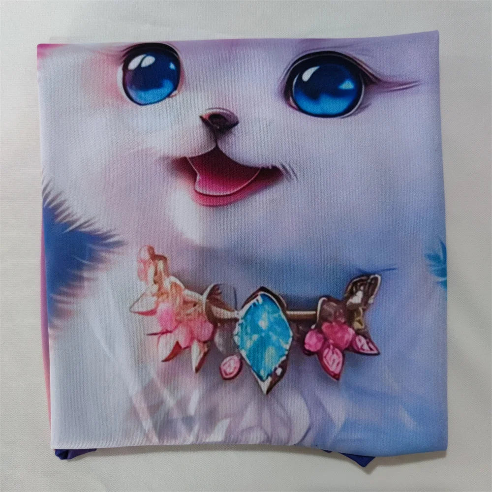 2024 Girl Summer Tops Girls Clothes 2 to 8 Years Short Sleeve Children T-Shirt Cat Print Kids T Shirt Kawaii Children's Clothing