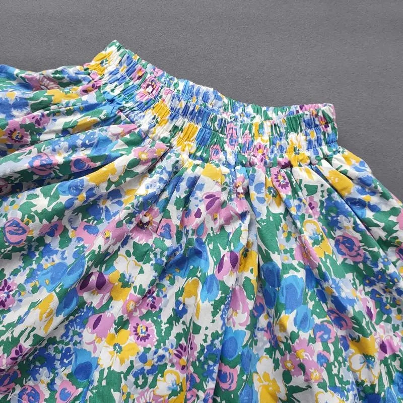 Floral Flowers Kids Shorts for Girls Wide-Leg Beach Shorts Summer Children Short Pants