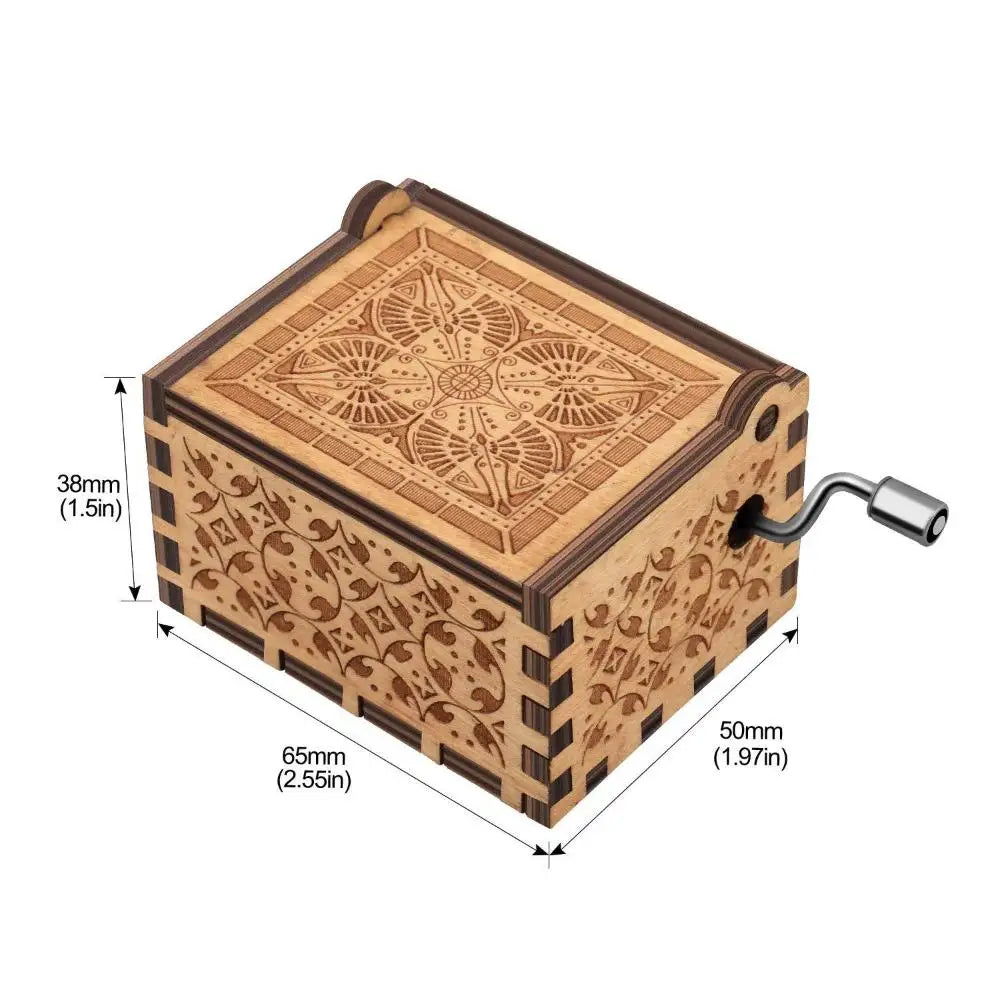 Wooden Hand-Cranked Music Box Vintage Engraving Music Box Can't Help Falling in Love Valentines Day Gift Birthday Presents