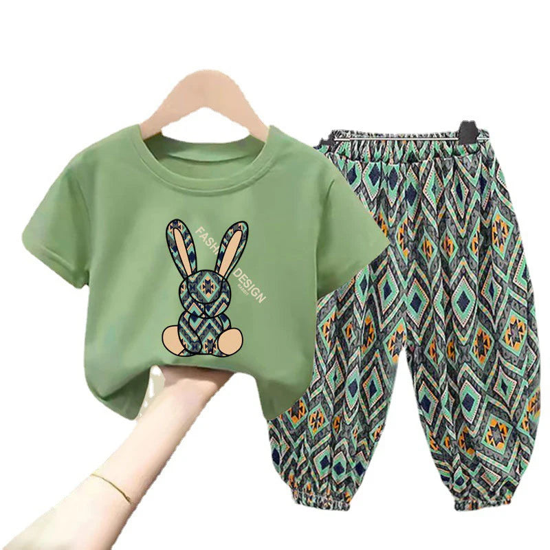Girl Clothing Set Mother Kids Clothes Children's Sets New Summer Boys Girls Cotton T-shirt Baby 2pcs Short Sleeves Trousers Suit