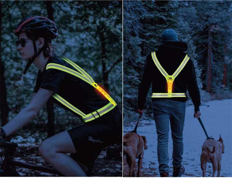 WEST BIKING Cycling Reflective Safety Vest Electric Scooter Flashing Vest USB Rechargeable LED Vest Running Jogging Fishing