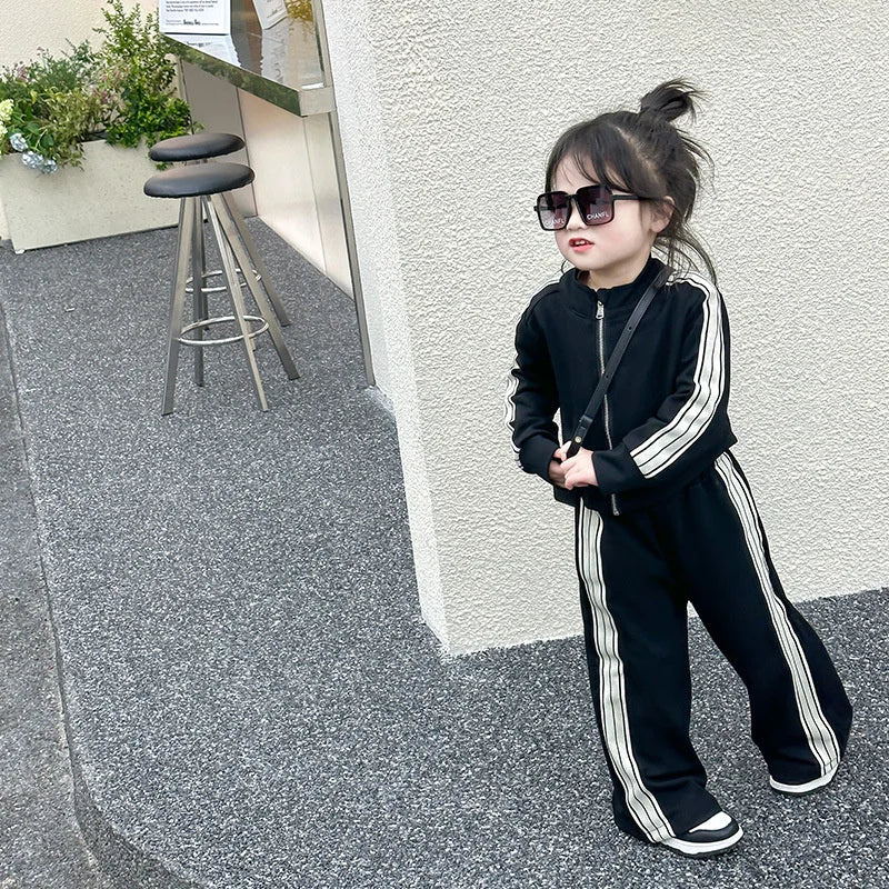Girls Fashion Sets 2024 New Spring Autumn Sports Casual Suits Kids Long-sleeved Jacket+Pants 2Pcs Outfits Children Trend Clothes