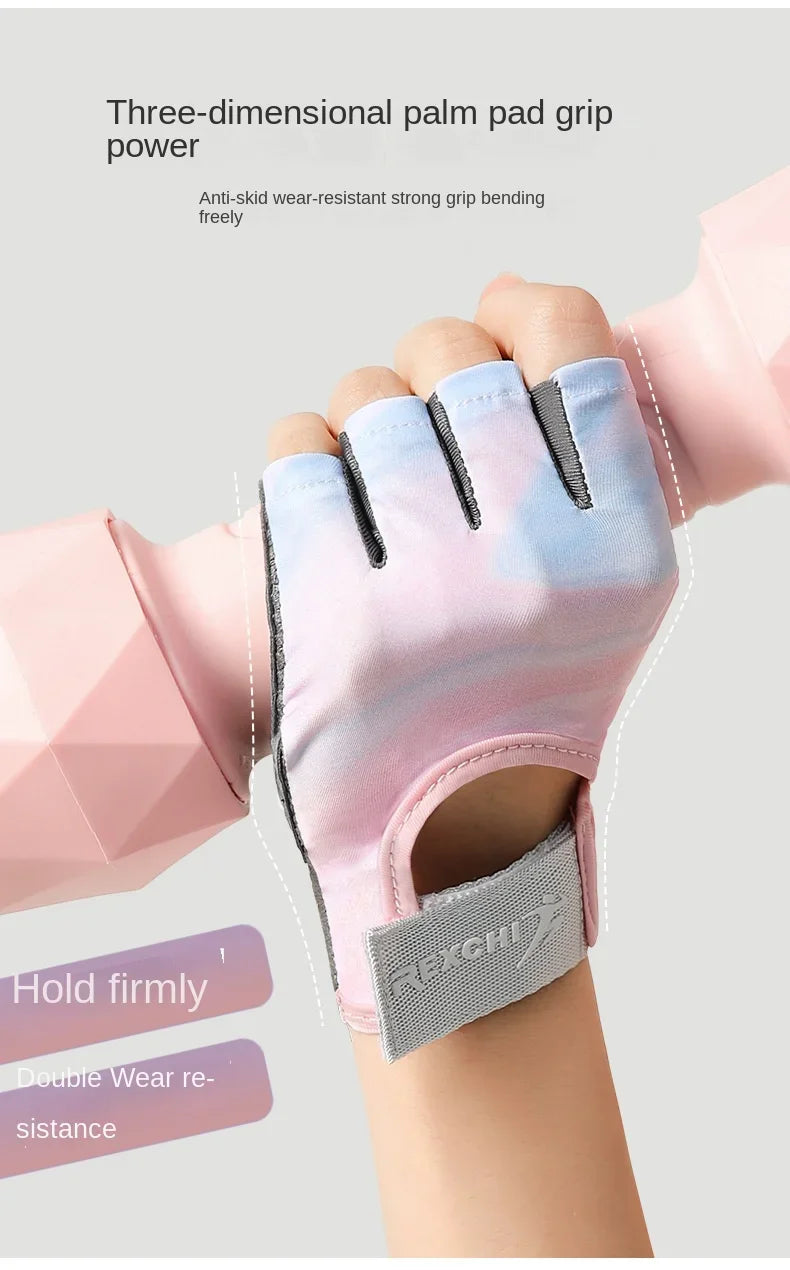Women's Sports Gloves Fitness Outdoor Sports Anti Slip and Shock-absorbing Half Finger Gloves Durable and Breathable