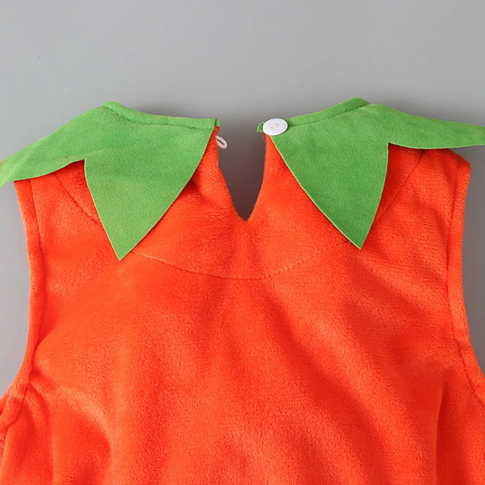 Baby Costume Kids Pumpkin Romper with Hat Boys Girls Cosplay One-Piece Infant Summer Casual Onesie Halloween Jumpsuit 0-5 Years