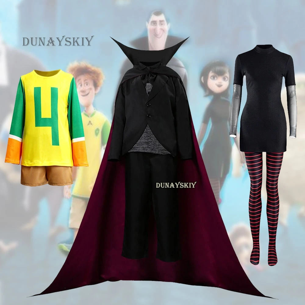 Adults Kids Mavis Dracula Vampire Cosplay Costumes Tooth Black Cute Mavis Halloween Jonathan Carnival Fun Couple Family Suit