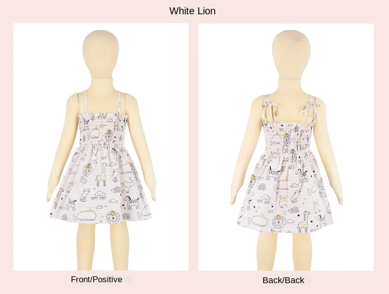 2024 Summer Baby Girl Floral Dress Children's Casual Toddler Kids Cotton Clothes Dress for Girls Sleeveless Sling Beach Sundress