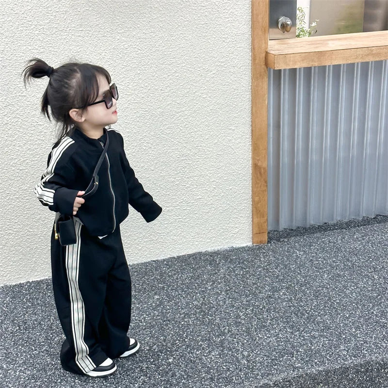 Girls Fashion Sets 2024 New Spring Autumn Sports Casual Suits Kids Long-sleeved Jacket+Pants 2Pcs Outfits Children Trend Clothes