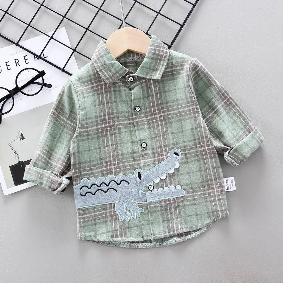 2024 Korean Fashion Children Tops Boys Buffalo Plaid Flannel Shirt Baby Casual Shirt Outerwear Clothes Autumn Girls Blouses 0-5T