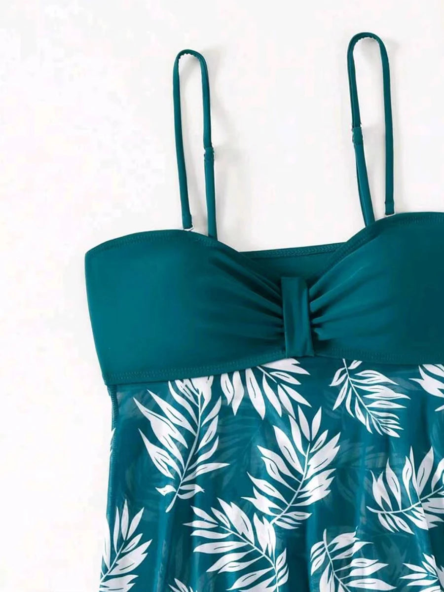 2025 Short Dress Tankini With Shorts Swimsuit Women Swimwear Female Padded Printed Bathing Swim Suit Swimming Beachwear Summer