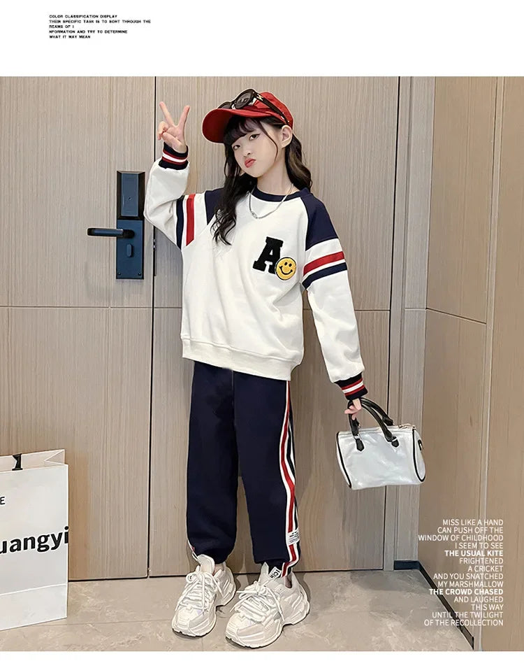 Stylish Children's Spring Suit 2024 New Arrival Sporty Two-piece Set For Girls Autumn Season Clothes Popular Among Kids