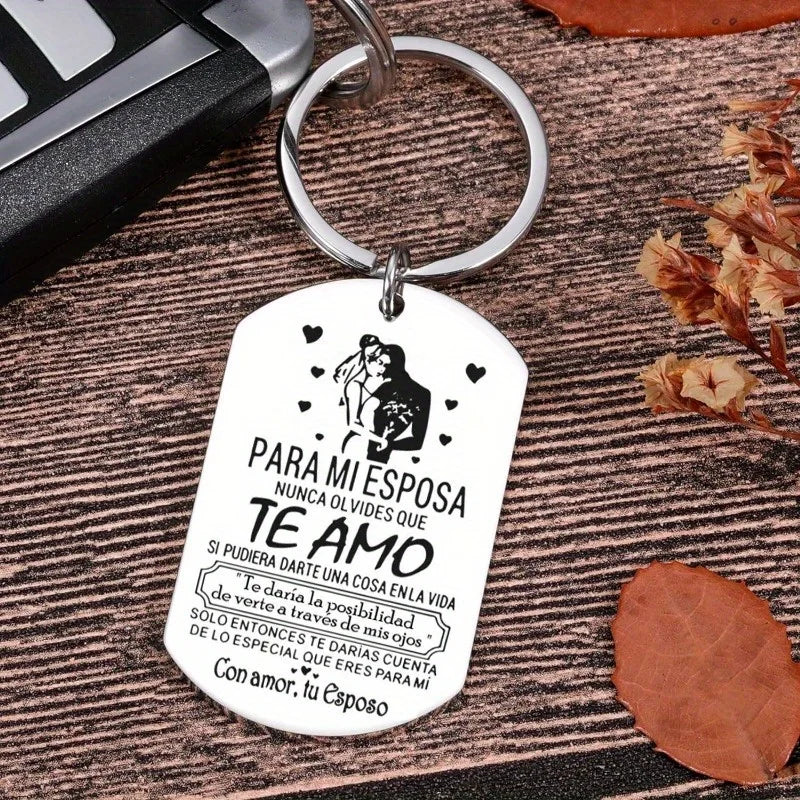 1PC Spanish Keychain Gift For Wife From Husband Para Mi Esposa Nunca Olvides Que Te Amo Pendant Necklace Valentines Gift